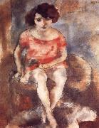 Jules Pascin The woman wearing the red garment oil painting on canvas